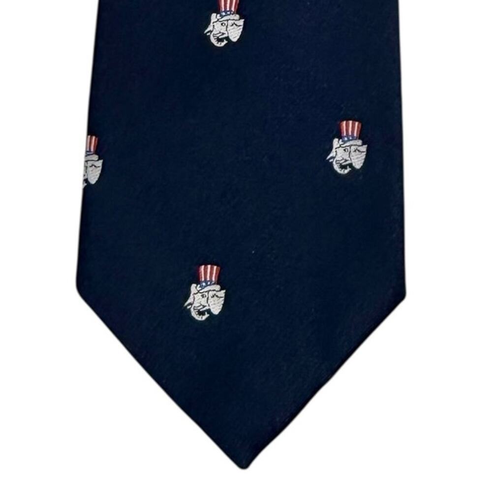 VTG Alynn Neckwear Blue‎ Patriotic Elephant Tie Republican GOP Novelty USA 1982